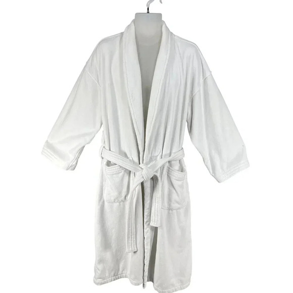 Monarch Cypress Unisex OSFM Luxurious White Heavy 100% Turkish Cotton Spa Robe - Picture 6 of 13